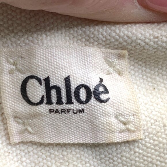 Chloé Parfum Canvas Coin Purse Makeup Case Gold Charm Red Stitching Chic Travel - Picture 5 of 12